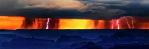 Thunderclouds: Panorama, Dark thunderclouds with lightning over