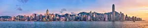 Neon: Panorama of Hong Kong skyline cityscape downtown