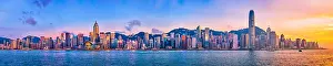 Neon: Panorama of Hong Kong skyline cityscape downtown