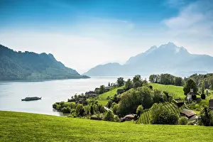 Pilatus: Panorama with lake and mountains, Eggisbuhl Chapel
