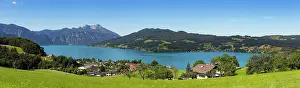 Berge: Panorama, Seefeld am Attersee with Schafberg, Salzkammergut