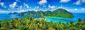 270622: Panorama of tropical islands Phi Phi Don and Phi