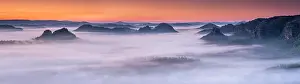 Saxon: Panorama, view from Kleiner Winterberg at dawn