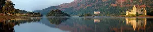 Lochs: Panorama view across Loch Awe with Kilchurn Castle - July