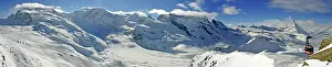 Monte: Panoramic shot, ski resort Zermatt with (from left