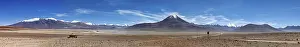 Panorama: Panoramic view of arid desert and massive