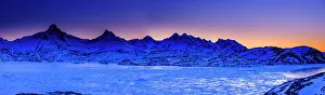 Daybreak: Panoramic view, dawn, looking across the frozen Kong Oscar F