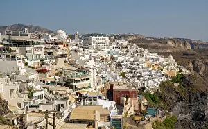 Greece: Panoramic view of Fira, Santorini, Greece, Europe