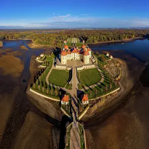 Lodge: Panoramic view on Moritzburg Castle, Germany. Dr