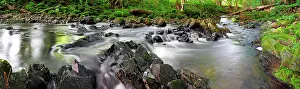 Hessian: Panoramic view, stream in the low mountain range