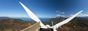 Windcharger: Panoramic view of wind turbine blades in New Caledonia