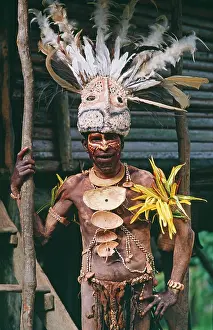 Necklace: Papua New Guinea - Tribesman wearing headdress