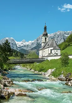 Berchtesgaden: Parish church St. Sebastian, Ramsauer Ache, Reiteralpe