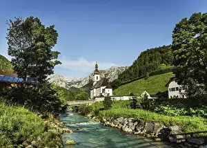 Berchtesgaden: Parish church St. Sebastian with Ramsauer Ache