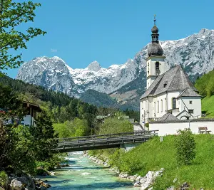 Berchtesgaden: Parish church St. Sebastian, Ramsauer Ache, Reiteralpe