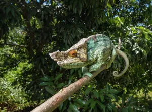 Calumma: Parson's chameleon (Calumma parsonii), on branch