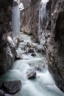 Garmisch: Partnach Gorge with icicles in winter, Garmisch-Partenkirche