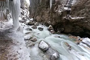 Garmisch: Partnach Gorge with icicles in winter, Garmisch-Partenkirche