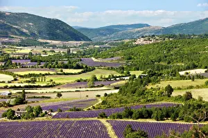 Farmers: Patchwork of Farmer's fields in valley below