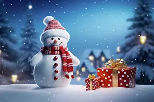 Generated: Peaceful and serene Christmas scene with a cute