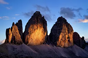 Cime: Three Peaks, north faces, in the evening light