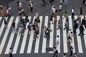 Street: Pedestriations on the Shibuya Scramble Crossing, Shibuya, Tokyo