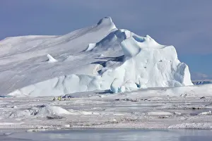 Infront: Penguins - small group infront of iceberg
