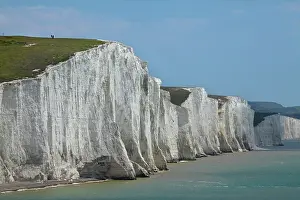 Sussex: People atop Seven Sisters Chalk Cliffs