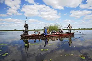 Bangweuleu: People - fishing from boat in Bangweuleu Marsh
