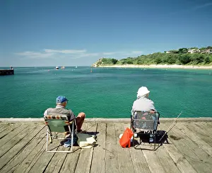 Piers: People fishing off Portsea Pier Victoria