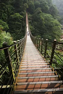 Suspension: People on suspension bridge, Sky ladder, Zushan