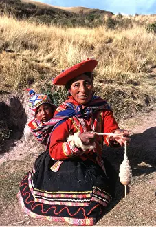 Peoples: Peru - Indian weaver and baby