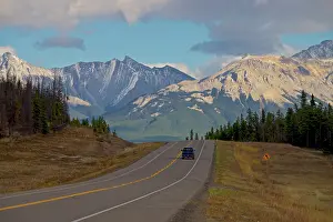 Highway: A pickup truck drives east along the David