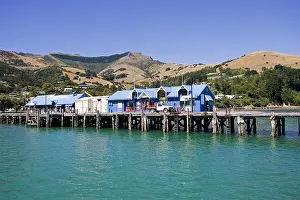 Piers: Pier in Akaroa harbour with office of Akaroa Dolphins