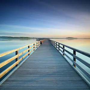 Artificial: Pier in the harbour, morning light, lake Geiseltalsee