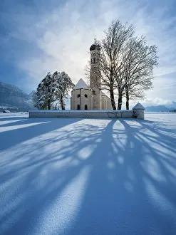 Church: The pilgrimage church of St Coloman in a snow-covered