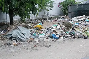 Dumped: Plastic litter and rubbish dumped on roadside