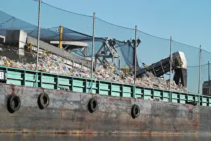 Recycling: Plastic on a Recycling Barge, newtown Creek, NYC