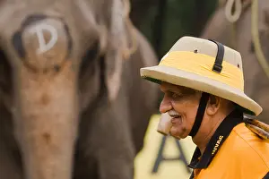 Competitions: Player and Elephant at the World Elephant Polo Terai Nepal
