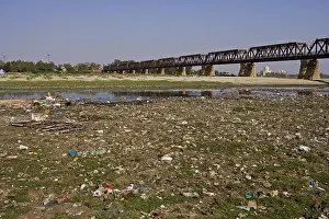 Multitudes: Polluted banks of the Yamouna river Agra Uttar Pradesh