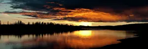 Panoramics: Porcupine River sunset near the Gwich'in First Nation