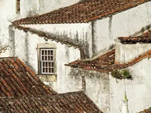 District: Portugal, Obidos. Elevated view of the town of Obidos