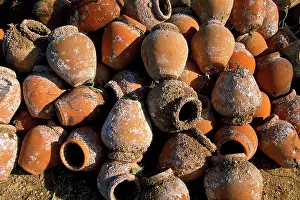 Terracotta: Portugal - terracotta fishing pots with accumulated