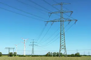 Cable: Power transmission lines with some wind turbines