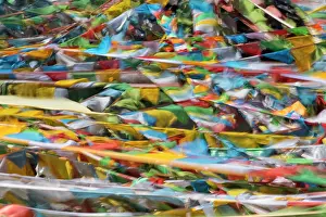 Flag: Prayer flags on Tibetan Plateau, Namtso (Lake Nam)
