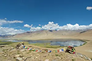 Flags: Prayer flags above Tso Kar basin