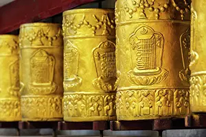 Pradesh: Prayer wheels in Tabo Monastery. Tabo, Spiti Val