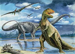 Tyrannosaurus: Prehistoric - Tyrannosaurus in foreground with