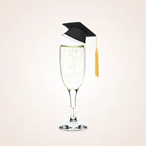 Boards: Prosecco / Champagne glass with mortarboard graduation hat