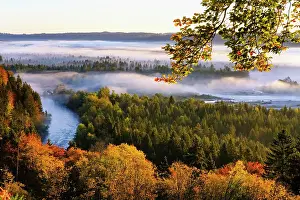 Floodplain: Pupplinger Au at sunrise, estuary of the Loisach
